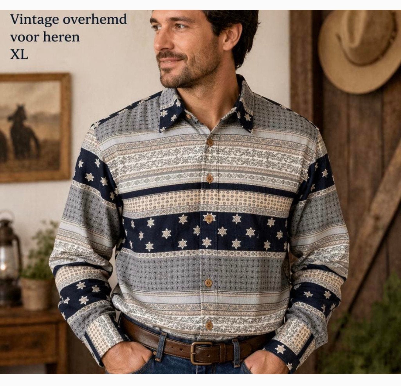 Signum - Vintage overhemd heren mannen XL diverse patronen, Meerkleurig, Ophalen of Verzenden, Zo goed als nieuw, H