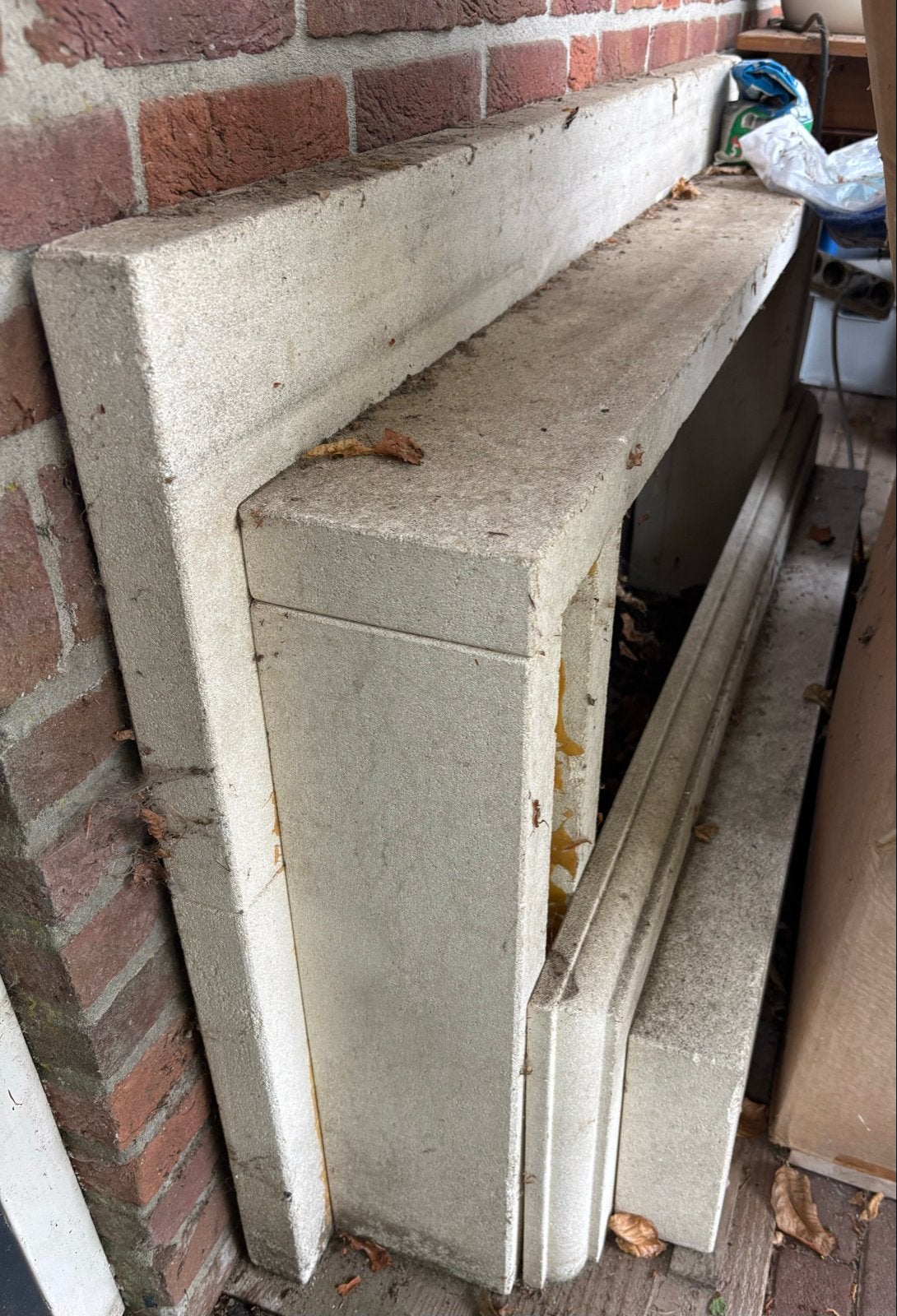Zandstenen openhaard compleet - Klassieke schouw, Ophalen, Gebruikt, Inbouwhaard, Houthaard