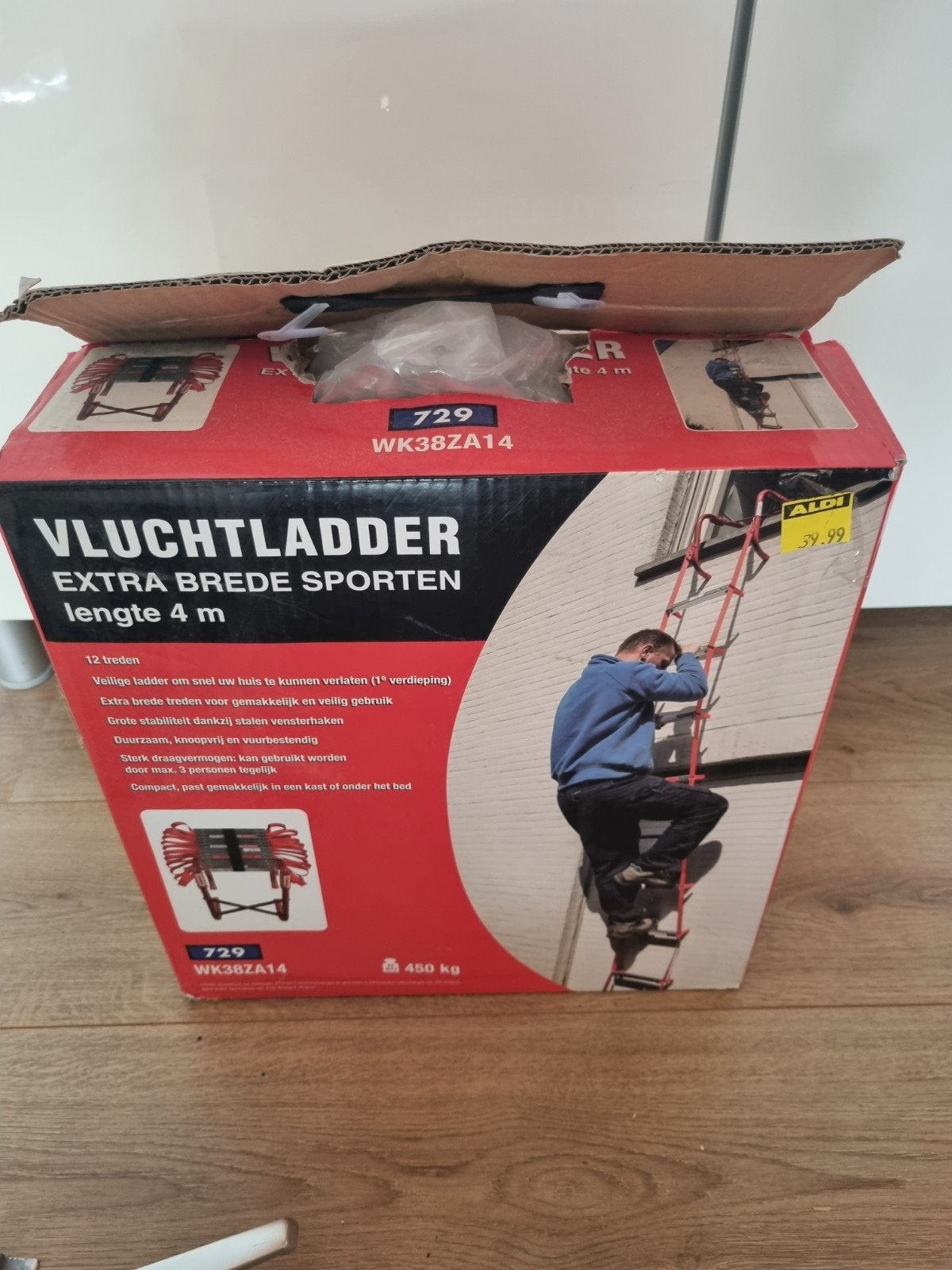 Vluchtladder 4 meter – 12 treden – ongebruikt, Ophalen, Nieuw, Ladder, Opvouwbaar of Inschuifbaar