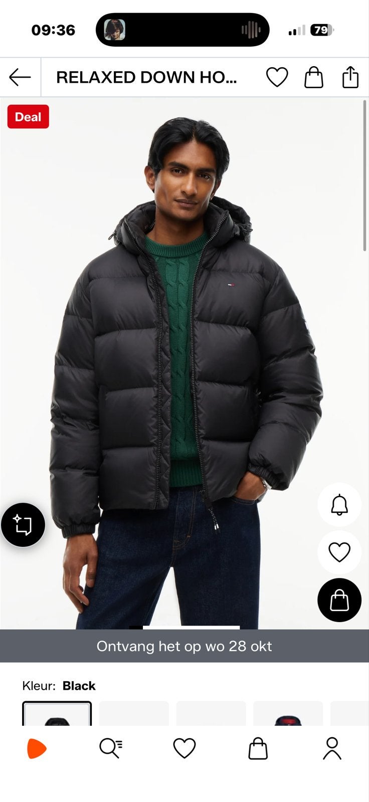 Tommy Hilfiger Relaxed Down Hooded Puffer Jacket Maat L, Ophalen of Verzenden, Zo goed als nieuw, Maat 52/54 (L), Zwart