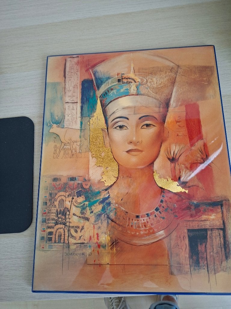 Prachtige Egyptische kunst: Nefertiti en Toetanchamon, Minder dan 50 cm, Ophalen of Verzenden, Zo goed als nieuw, Schilderij