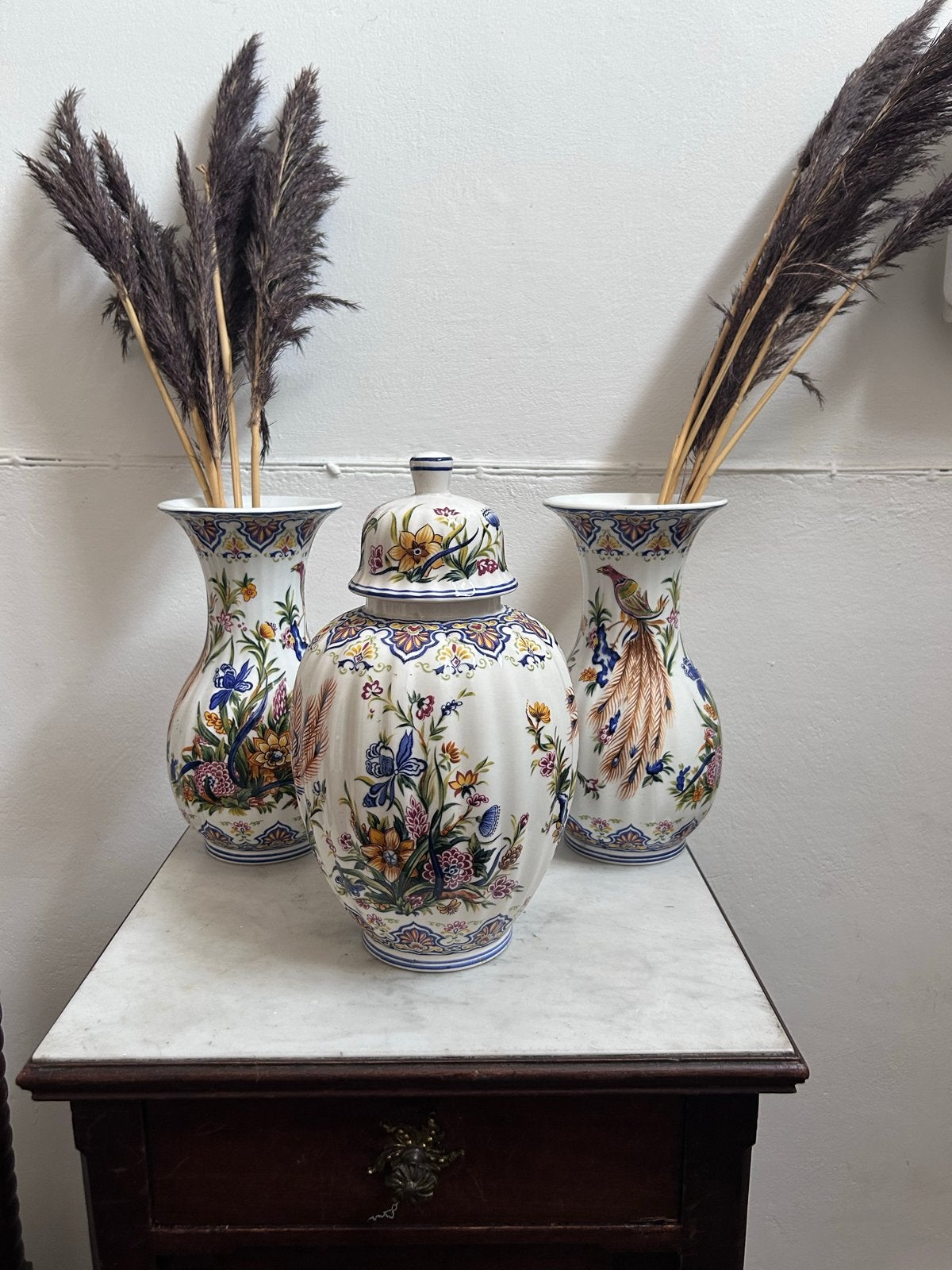 Origineel Polychroom Kaststel  Oud Delft – Handbeschilderd, Ophalen of Verzenden