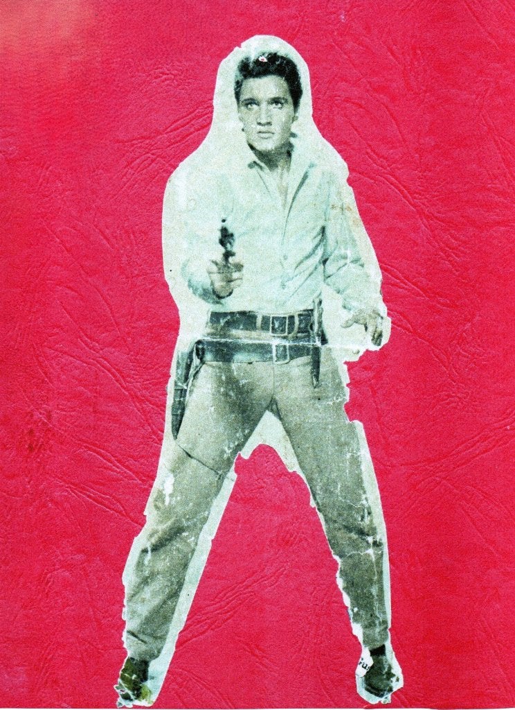 Vintage Elvis Presley foto poster met pistool, Verzamelen, Ophalen of Verzenden, Nieuw