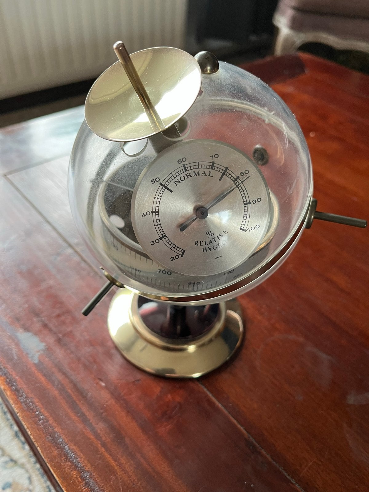 Sputnik Stijl Weerstation Messing/Kunststof 20cm, Gebruikt, Ophalen of Verzenden, Weerstation, V