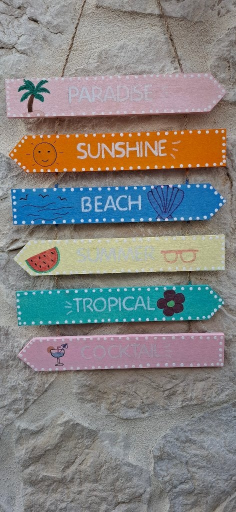 Stipstijl wegwijzer Ibiza handgemaakt. NIEUW!, 30 cm, Hout, Meerkleurig, Nieuw