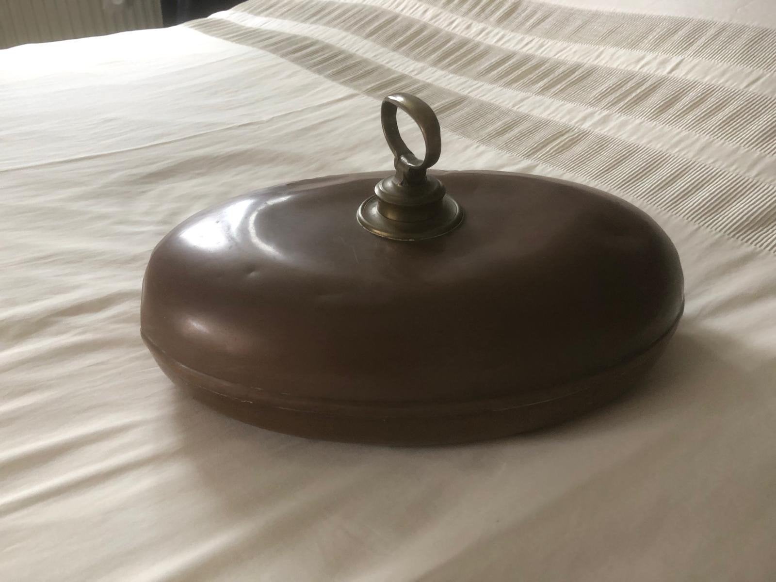 Antieke Roodkoperen Beddenkruik met Messing Dop, Ophalen of Verzenden