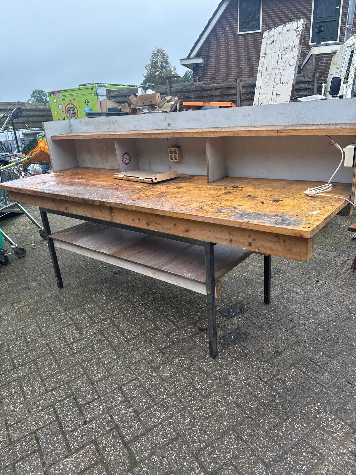 Robuuste Werkbank met Opbergruimte, Ophalen, Gebruikt, 170 cm of meer, X