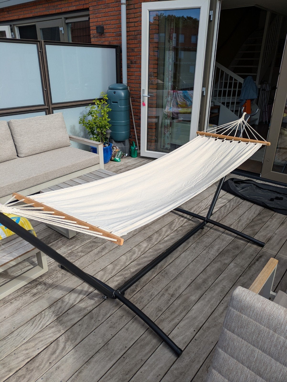 Comfortabele hangmat met standaard, Tuin en Terras, Hangmatten, Ophalen, Zo goed als nieuw, Met standaard, Eenpersoons