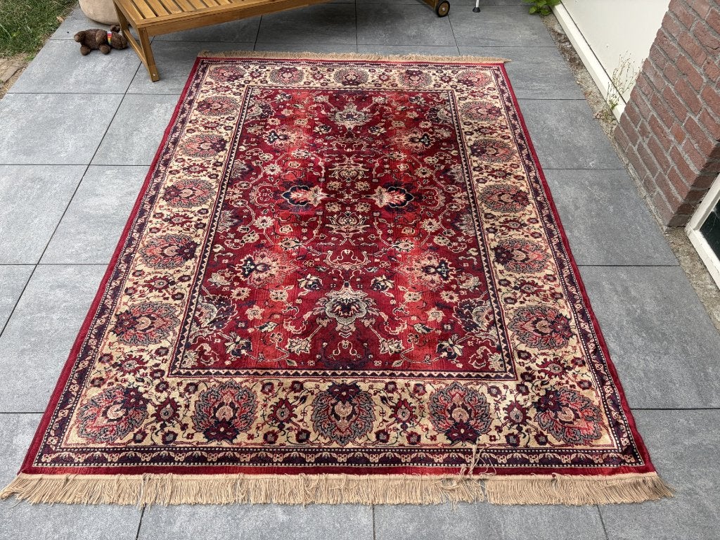 Dutchbone Bid carpet vloerkleed 170 x 240 Rood, Ophalen, 150 tot 200 cm, Zo goed als nieuw, Bruin