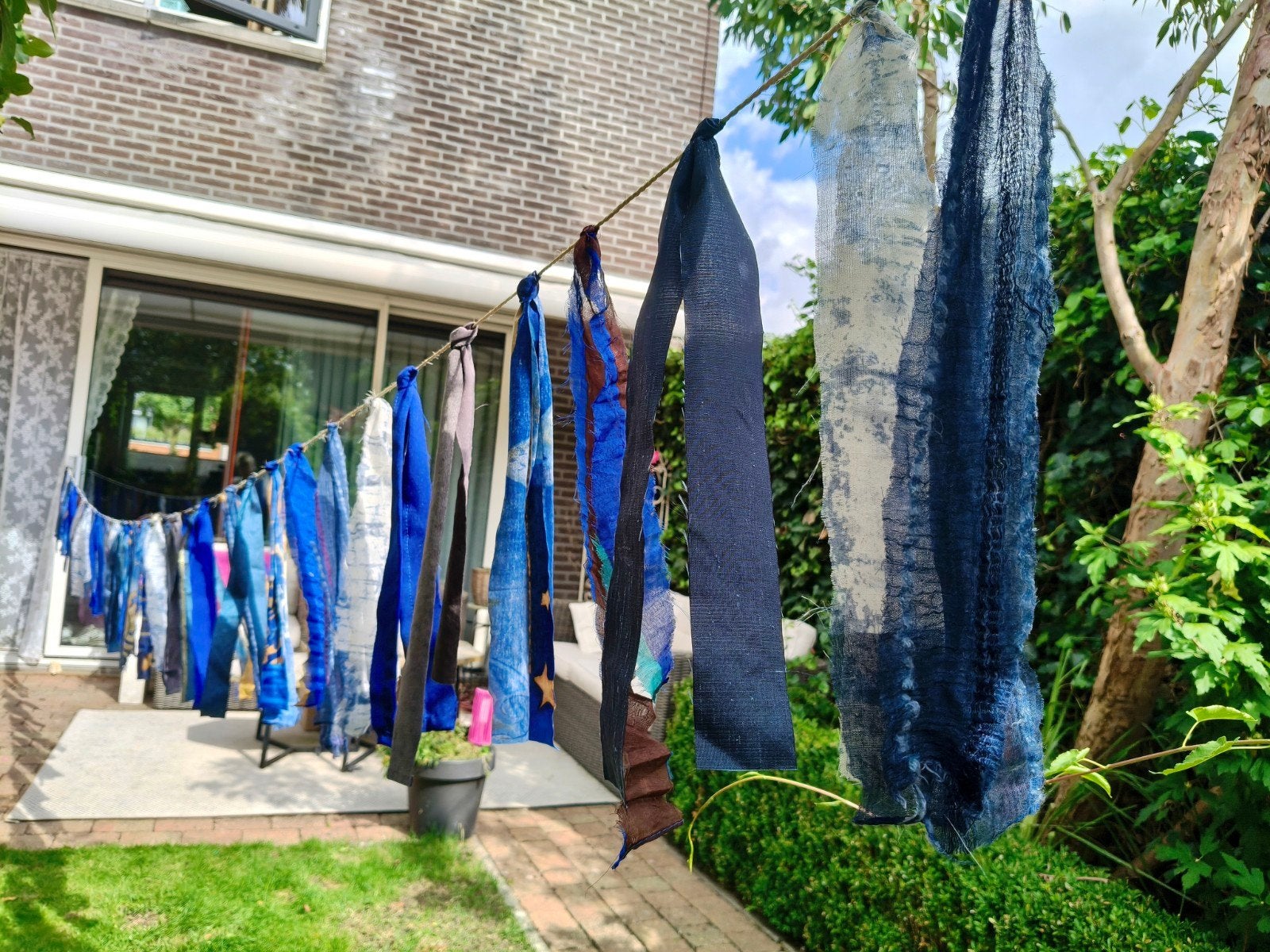 Ibiza linten slinger in blauwtinten - 7 mtr, Ophalen of Verzenden, Nieuw, Versiering, Overige