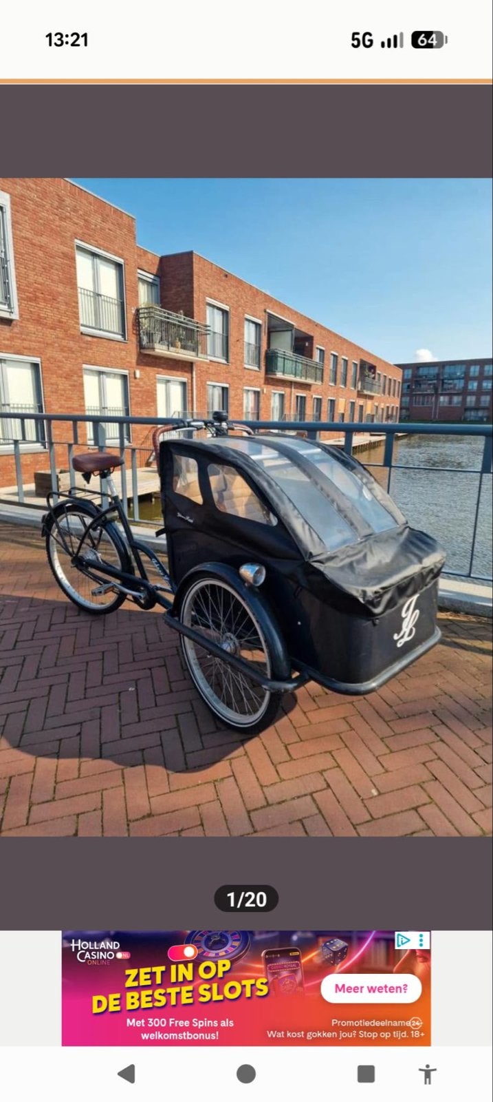 Nette Johnny Loco bakfiets, Ophalen, Gebruikt, Huif, 2 kinderen