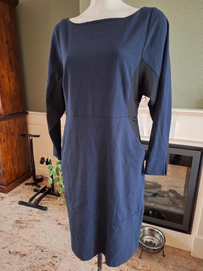 Didi blauw zwarte jurk M 38 40, Kleding | Dames, Jurken, Maat 38/40 (M), Didi, Zo goed als nieuw, Knielengte