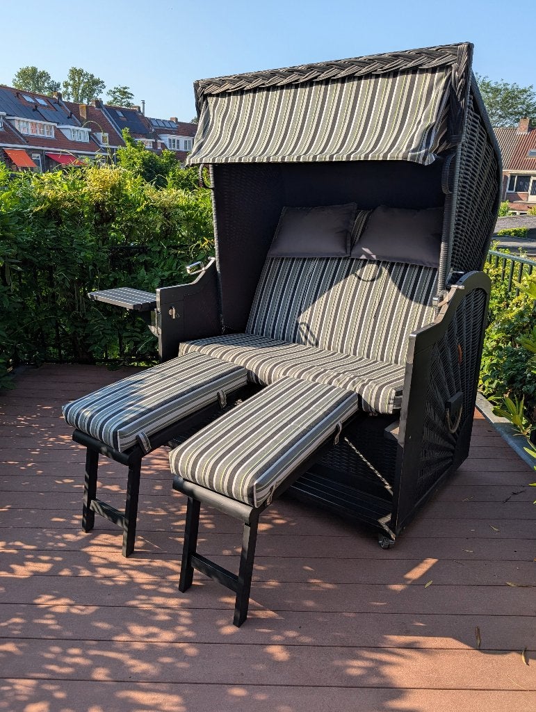 Strandkorf model Noordwijk, Ophalen, Zo goed als nieuw, Wicker, Verstelbaar