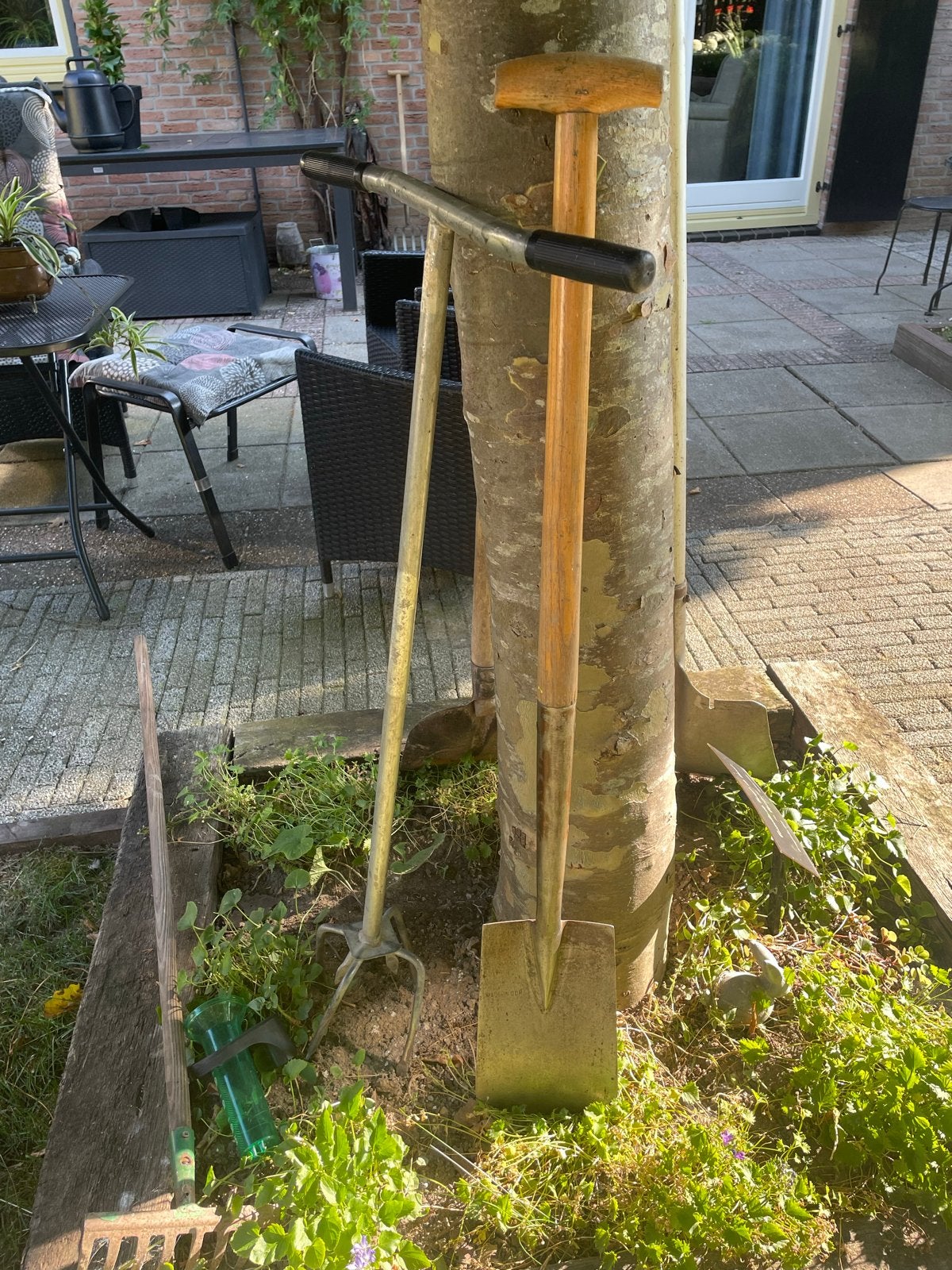 Tuin gereedschap set: Schop, Vork en Hark, Ophalen of Verzenden, Gebruikt, Schop