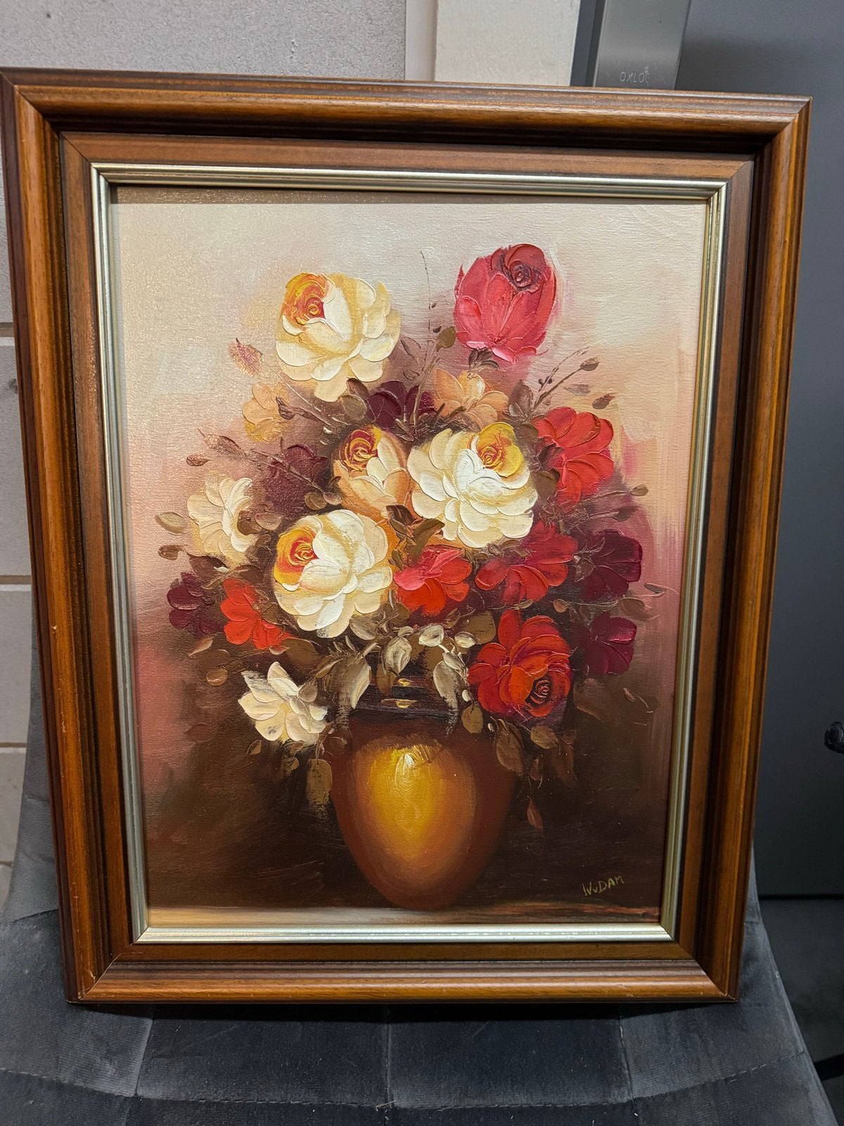 Schilderij Willem van Dam - Bloemen in vaas, Bloemen, Doek, Ophalen of Verzenden, Gesigneerd