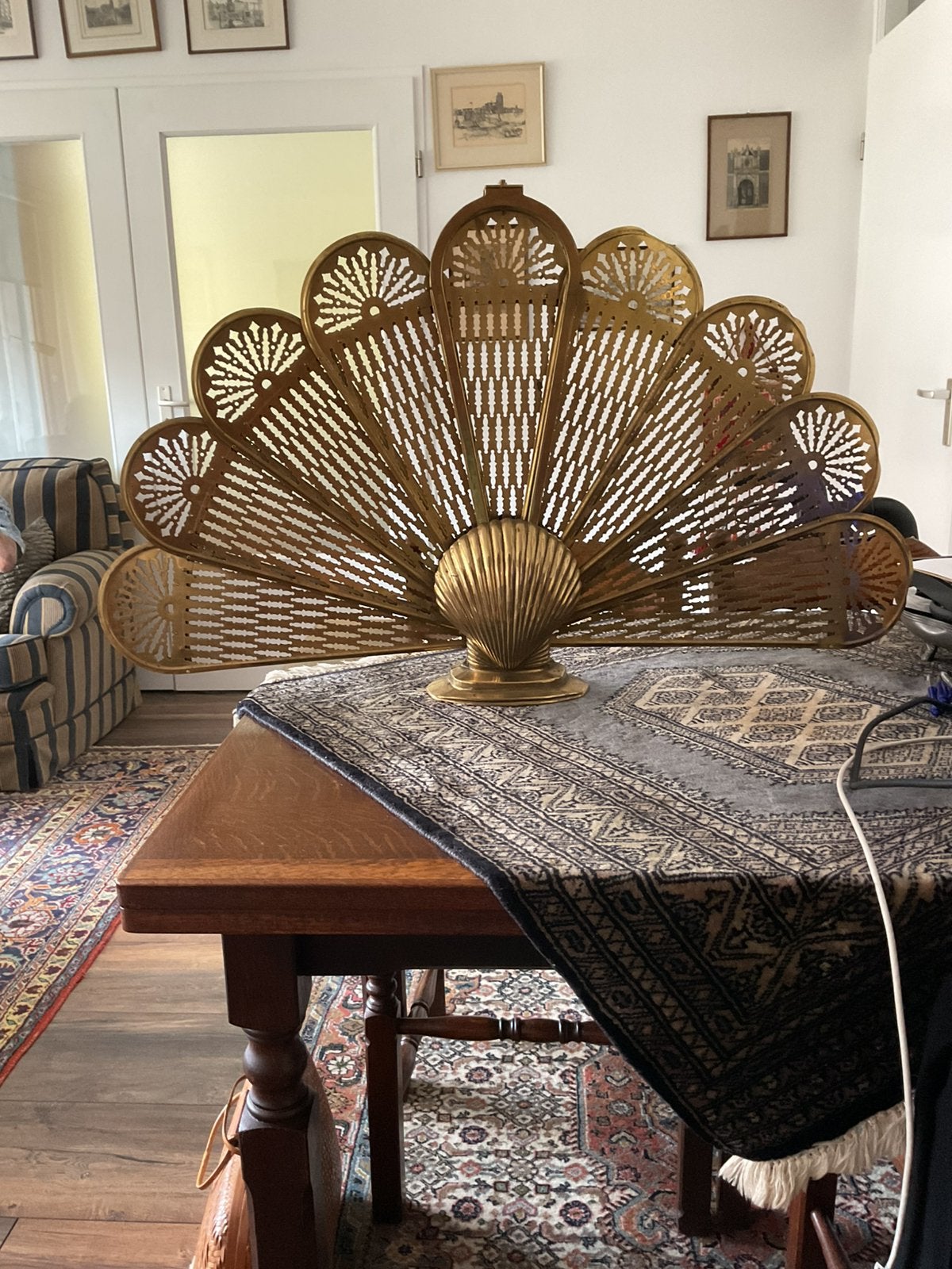 Antiek messing openhaardscherm, Ophalen of Verzenden