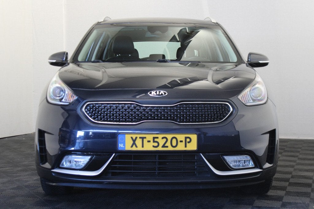 Kia Niro 1.6 GDi Hybrid DynamicLine (bj 2019, automaat), Auto's, Kia, Gebruikt, Blauw, Leder en Stof, Origineel Nederlands