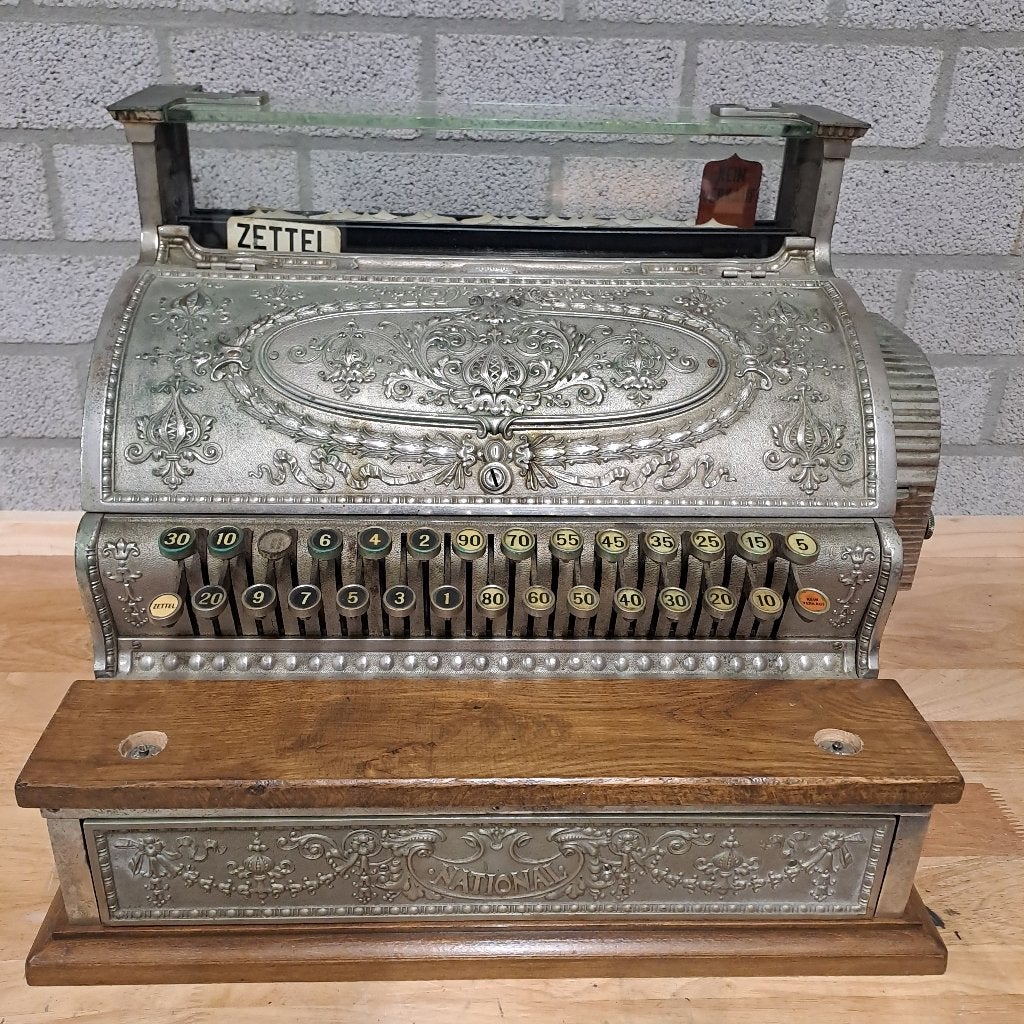 Antieke National cash register kassa 1920, Ophalen