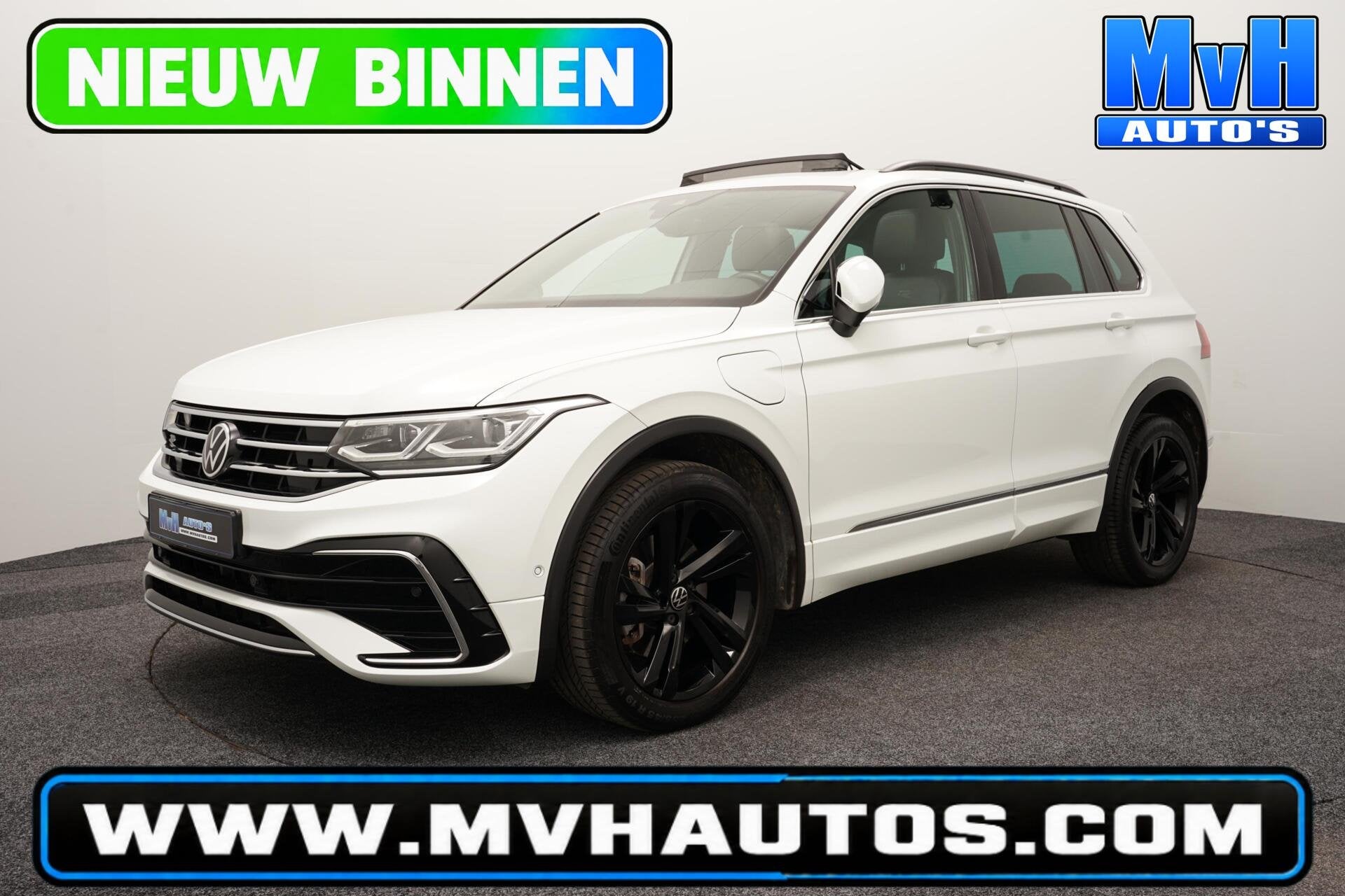 Volkswagen Tiguan 1.4 TSI PHEV R-Line Business+|PANO|IQ-LIGH, Met garantie (alle), Leder en Stof, Wit, Hybride Elektrisch/Benzine