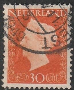 Nederland 1947 484 Wilhelmina 30c, Gest, Postzegels en Munten, Postzegels | Nederland, Ophalen of Verzenden, Na 1940, Gestempeld