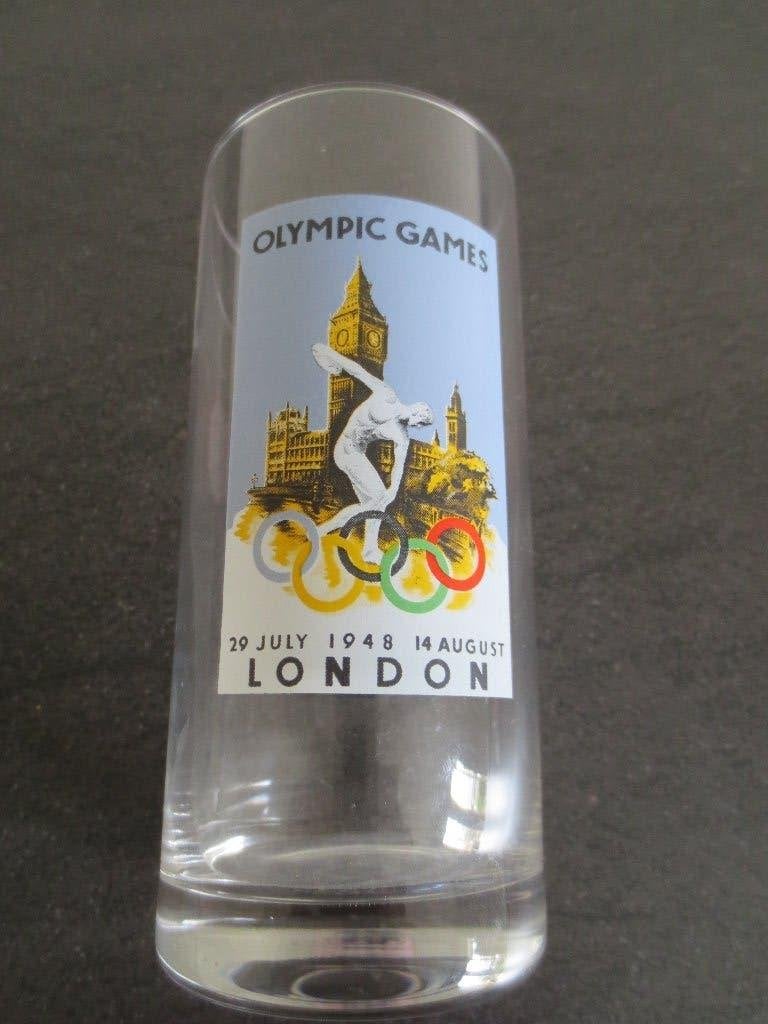 Reclame Glas Olympische Spelen London 29 july-1948- augustus, Ophalen of Verzenden, Zo goed als nieuw, Gebruiksvoorwerp