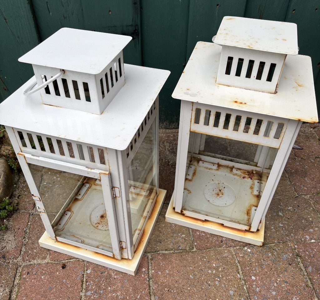 2 Tuinlantaarns voor kaarsen, Tuin en Terras, Buitenverlichting, Ophalen, Gebruikt, Staal, Minder dan 50 watt