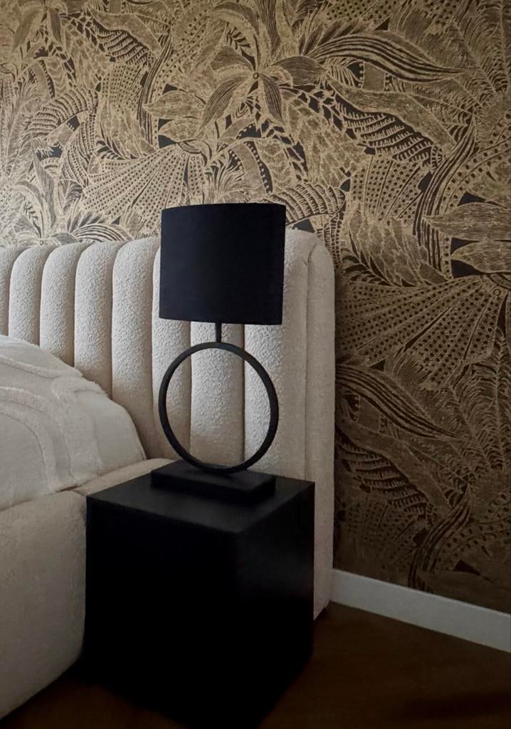 2x Ovale tafellamp met zwarte velours kap - Nachtkastlampje, Huis en Inrichting, Lampen | Tafellampen, Ophalen, Nieuw, Metaal