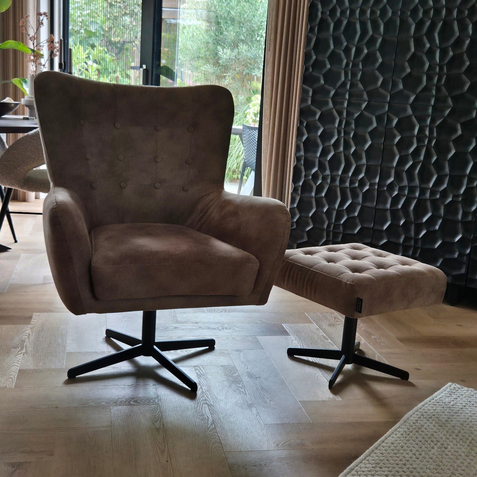 Urban Sofa fauteuils/stoel flynn met hocker, Ophalen, Zo goed als nieuw, 75 tot 100 cm