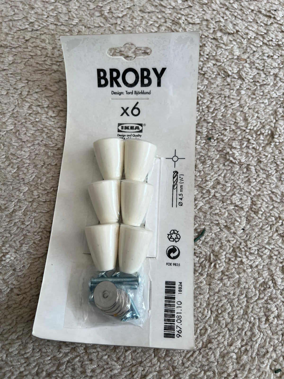 IKEA BROBY Knoppen (6 stuks) - Nieuw in verpakking, Ophalen of Verzenden, Nieuw