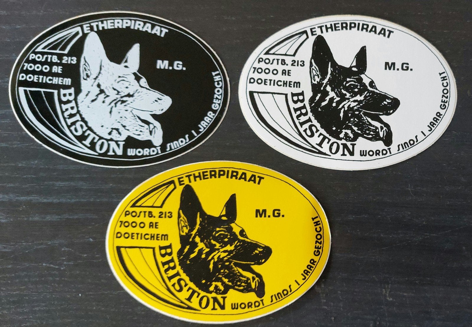 3 stickers Etherpiraat Briston Doetinchem zendpiraat, Ophalen of Verzenden