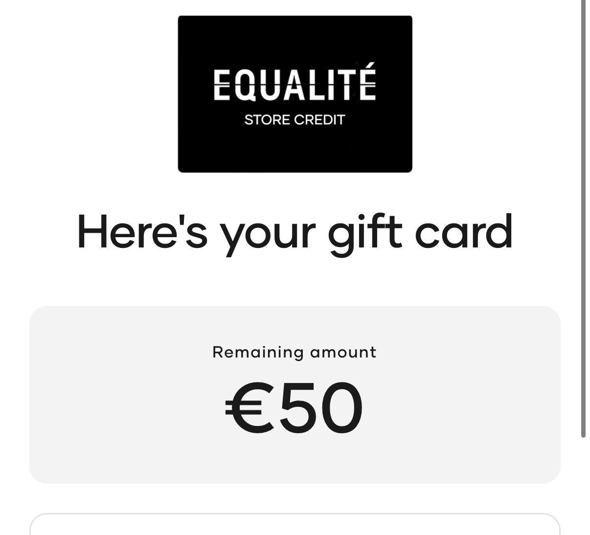Giftcard Equalite 50 euro