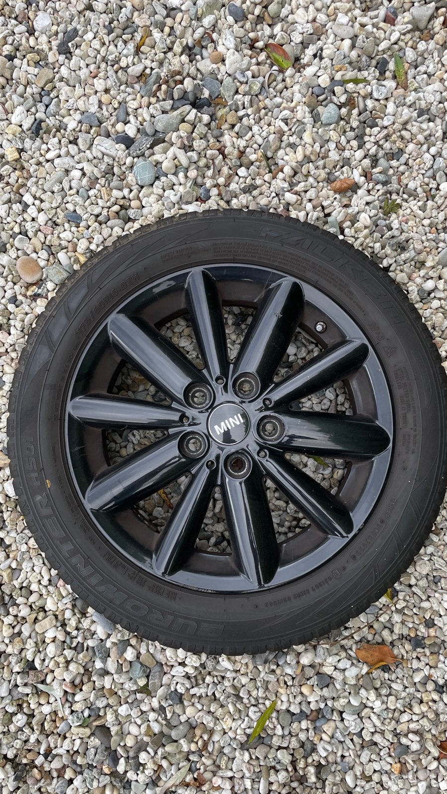 Zwarte MINI-velgen met Falken winterbanden – 175/60 R16, Ophalen, Gebruikt, 16 inch, 175 mm