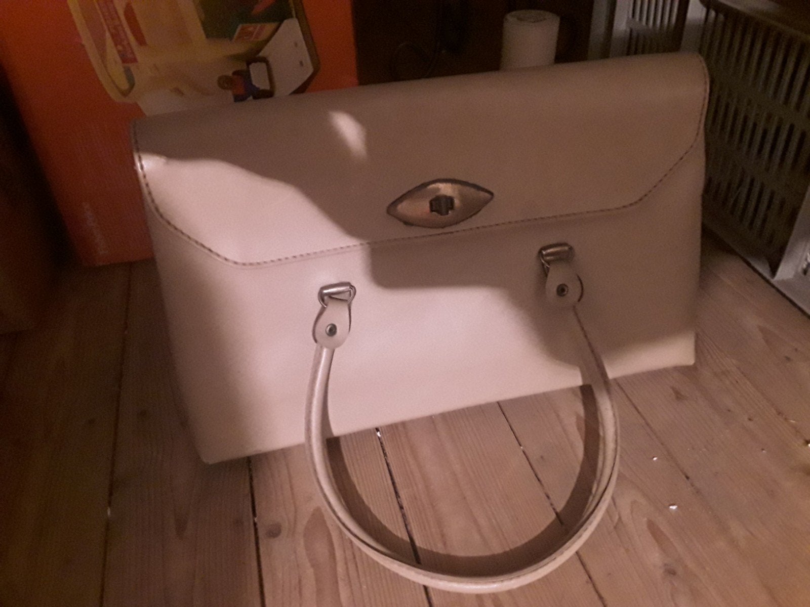 Vintage jaren '60 tas - Crèmekleurig, geen leer, Sieraden, Tassen en Uiterlijk, Ophalen, Gebruikt, Beige, Handtas