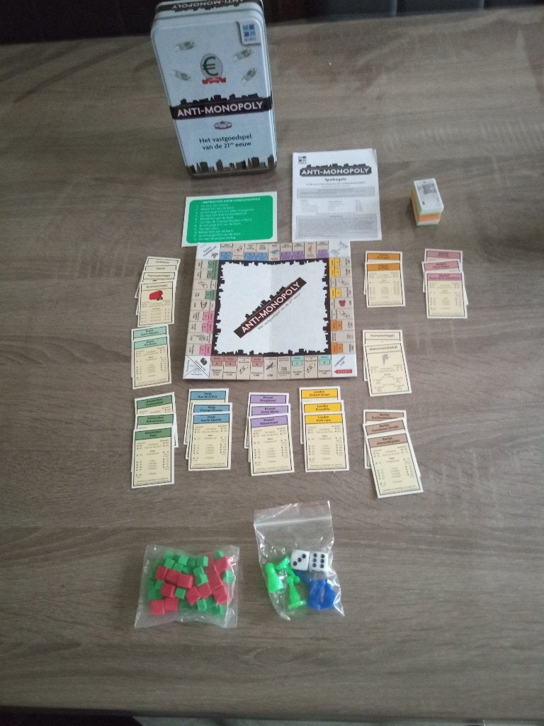 Anti Monopoly in blik, Hobby en Vrije tijd, Vijf spelers of meer, Ophalen of Verzenden, Nieuw