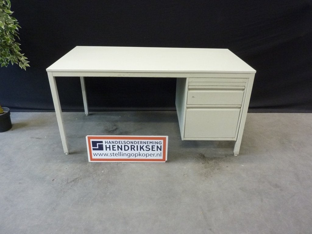Zwaar vintage bureau / werkbank / werktafel + ladeblok, Huis en Inrichting, Ophalen, Gebruikt, 150 cm, Met lades