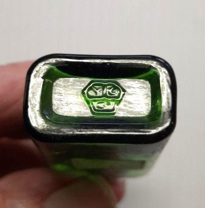 Antiek groen Apothekersflesje met kurk – Prachtig bodemmerk, Ophalen of Verzenden