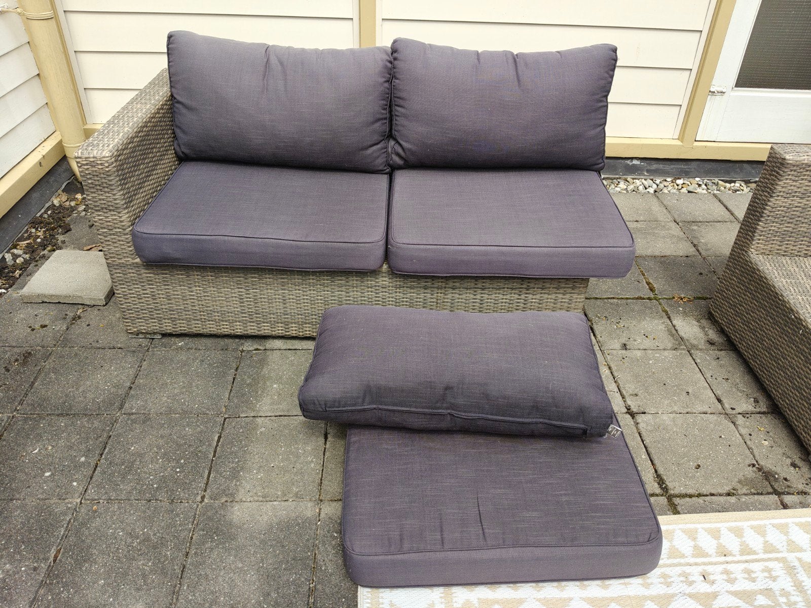 Loungeset Kussens (3-zits bank en stoel), Tuin en Terras, Tuinmeubel-accessoires, Ophalen, Gebruikt