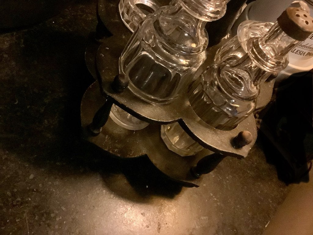 Peper en zout stel brocante oud kristal, Antiek en Kunst, Ophalen of Verzenden