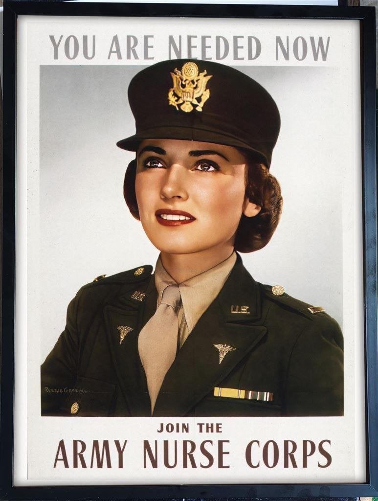 [Poster in Frame] USA army Verpleegster Leger WW2, Verzenden, Amerika, Foto of Poster