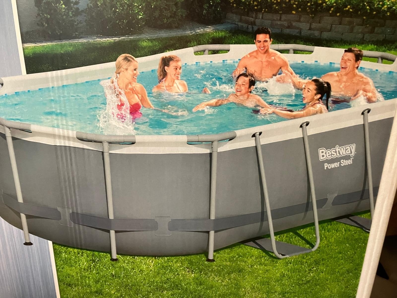 Bestway Power Steel Opzetzwembad 4.27m x 2.50m x 1.00m, Ophalen, 200 tot 300 cm, 80 tot 120 cm, Rechthoekig