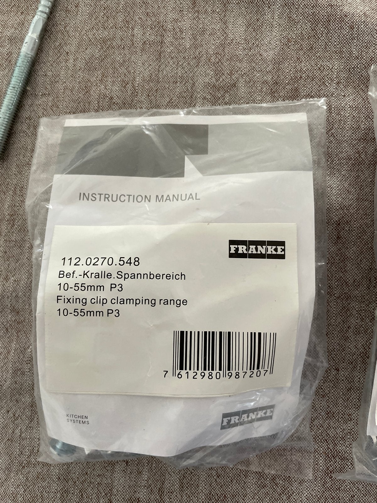 3x Franke Fixeer Clips 112.0270.548 - Nieuw in verpakking, Overige typen, Ophalen of Verzenden, Metaal, Overige merken
