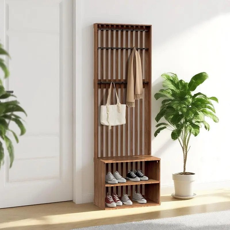 Moderne houten kapstok met schoenenrek, Huis en Inrichting, Nieuw, 150 tot 200 cm, Hout, Ophalen