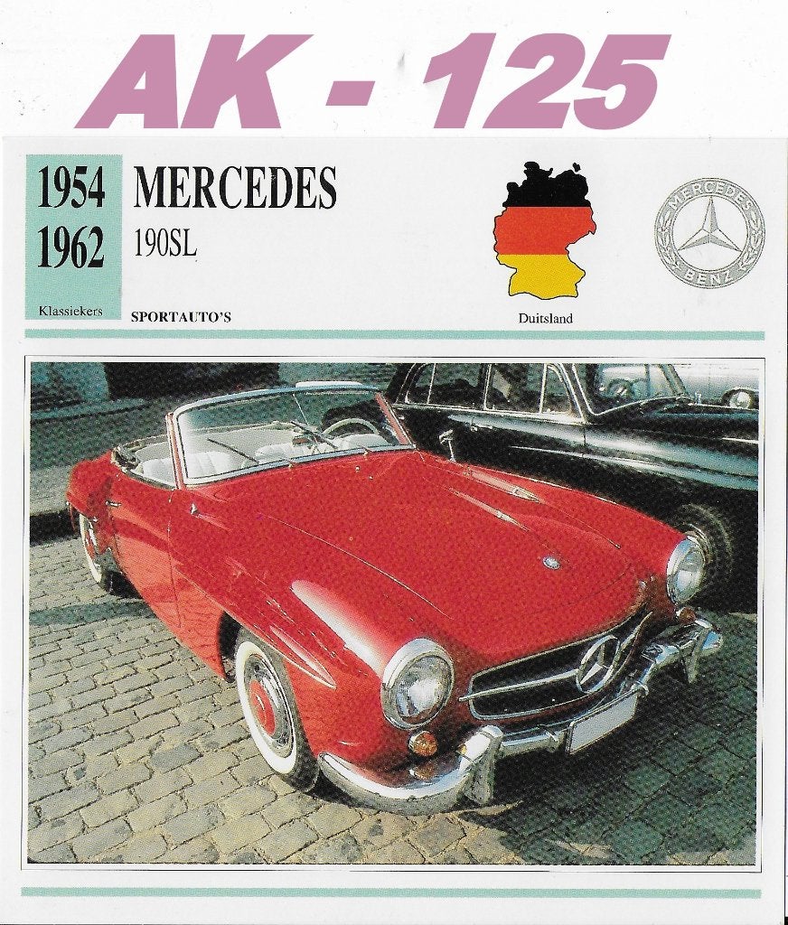 Ak125 autokaart mercedes 190sl ( 1954 - 1962 ), Verzenden, Zo goed als nieuw, Auto's