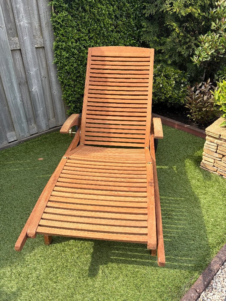 Teakhouten ligbedden, Tuin en Terras, Ophalen, Zo goed als nieuw, Teakhout, Verstelbaar