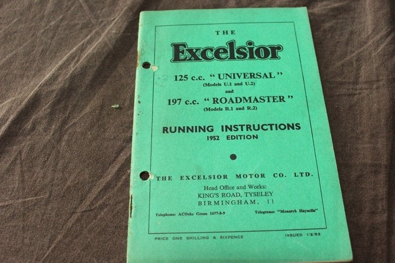 Excelsior 125cc 197cc 1952 Villiers running instructions, Motoren, Ophalen of Verzenden, Overige merken