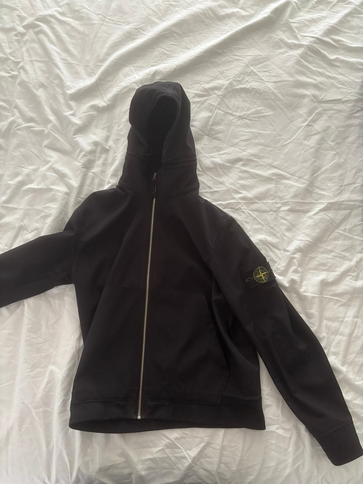Stone Island Soft Shell-R Jas, Polo en Trui - Maat M, Ophalen of Verzenden, Gedragen, Maat 48/50 (M), Zwart
