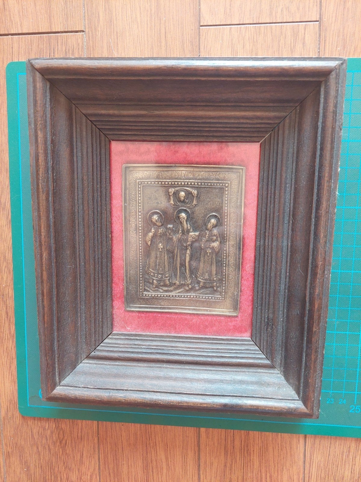 Bronzen ikoon, groot formaat, in kiot., Verzenden