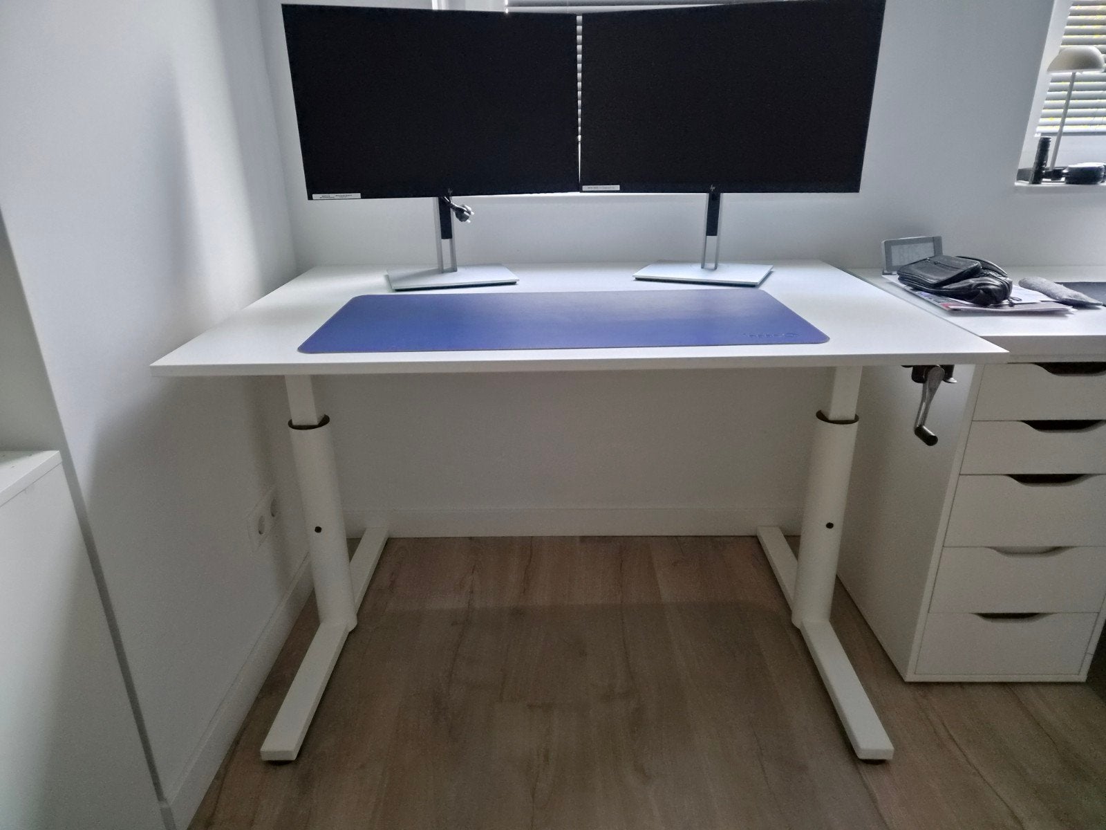 Gispen Zit-sta bureau - Wit, handmatig verstelbaar, Huis en Inrichting, Bureaus, Ophalen, Gispen, Gebruikt, 120 cm