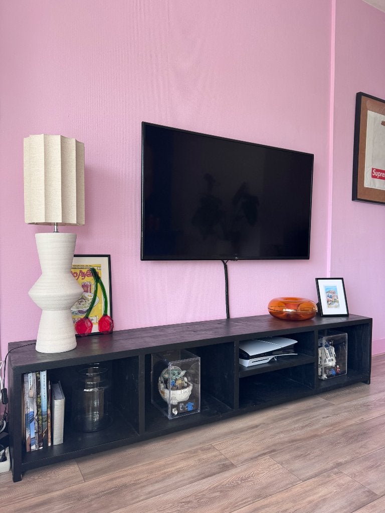TV meubel hout, Ophalen, Gebruikt, 100 tot 150 cm, Minder dan 100 cm