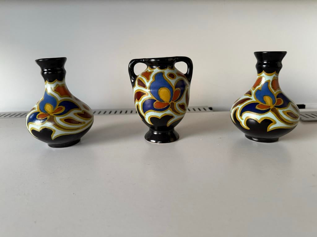 Drie kleine vazen, Poly Gelria, Antiek en Kunst, Ophalen of Verzenden